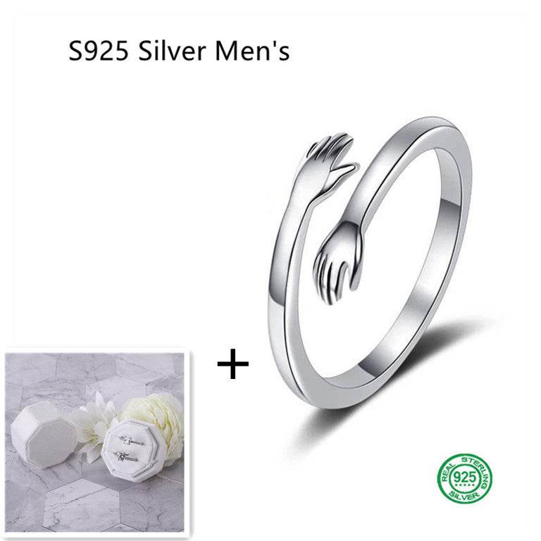 S925 Silver Hug Palm Finger Smooth Exquisite Couple Ring - P12 Hub Europe