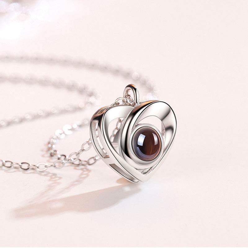S925 Silver Romantic Photo Projection Necklace Heart Shaped Pendant Necklace - P12 Hub Europe