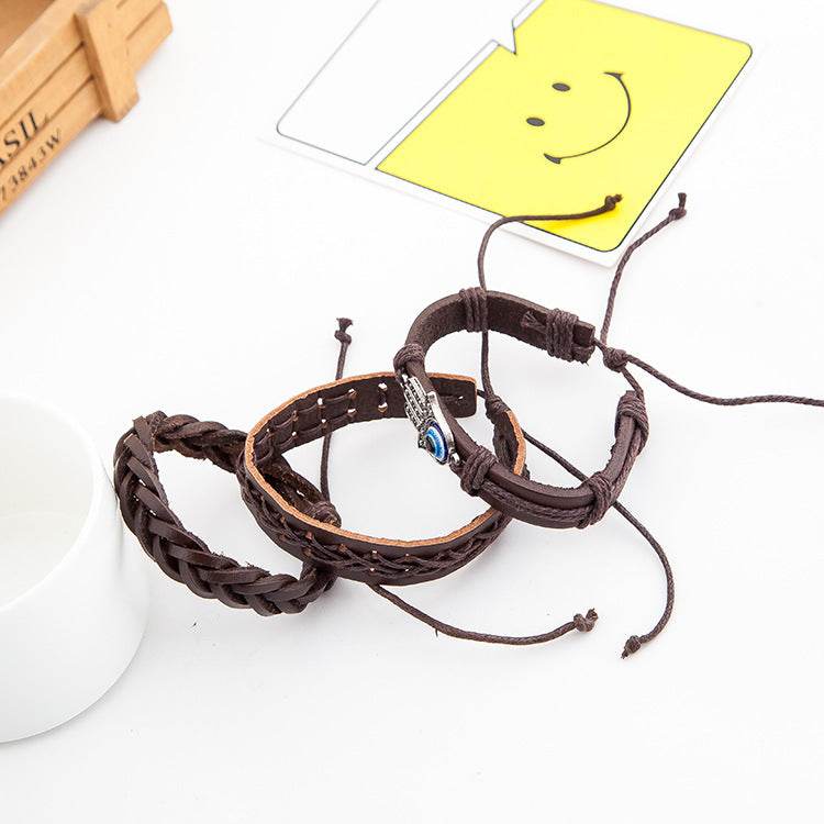 Palm eye leather men's bracelet - P12 Hub Europe