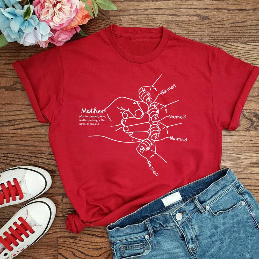 Hand Drawn Mom Kids Fist Collision Shirt Personalized T-shirt - P12 Hub Europe