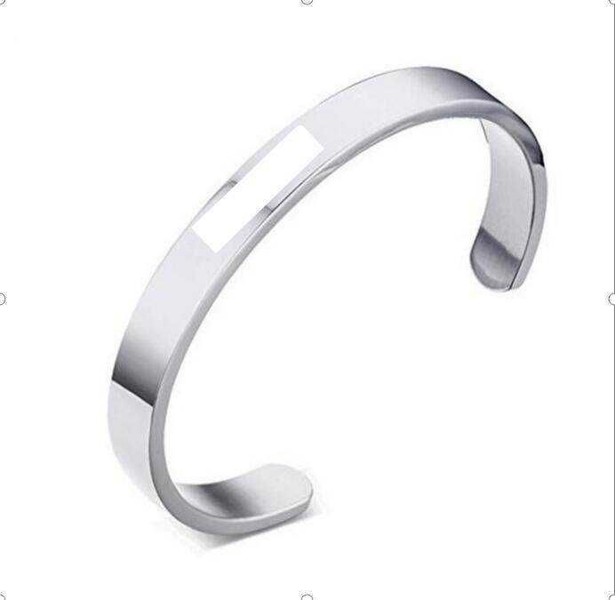 Custom Laser Engraving Smooth Stainless Steel Fine Bangle Jewelry C-shaped Bracelet - P12 Hub Europe