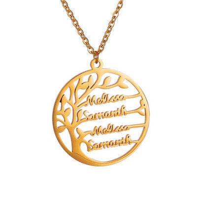 Custom Family Names Pendants Vintage Life Tree Women Necklace 1-4 Names Personalize Father Son Mother Daughter Birthday Gift - P12 Hub Europe