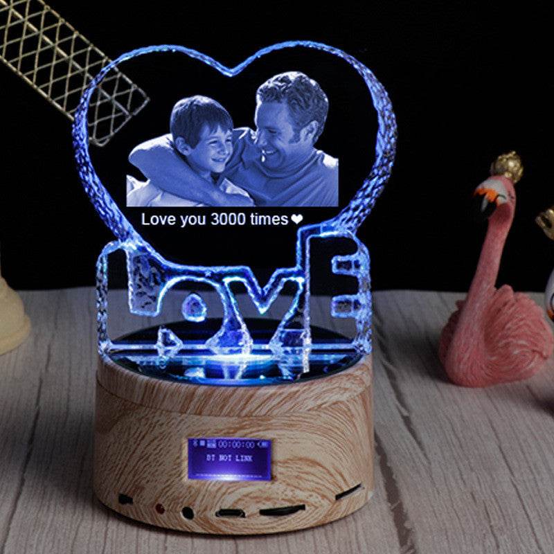 Personalized Gifts Crystal Photo Night Lamp Bluetooth Rotating Color Changing Music Player 3D Inner Carved - P12 Hub Europe