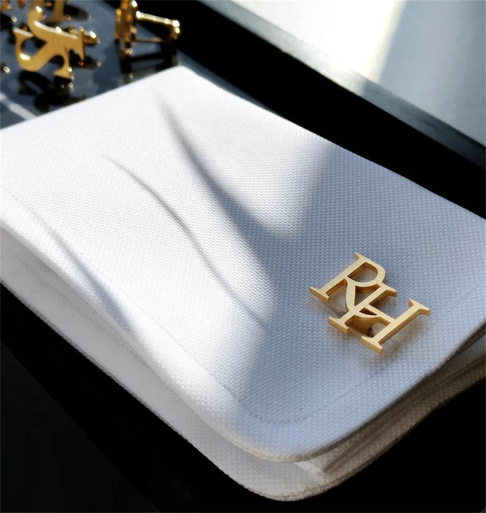 Handmade Frosted Personalized Name Abbreviation Metal Cufflinks - P12 Hub Europe