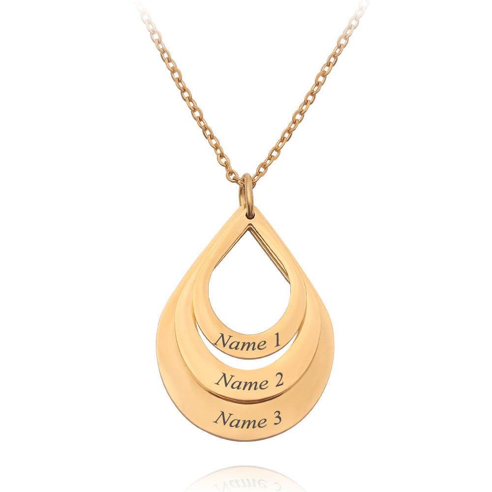 Customized 3 Water Droplet Engraving Name Stainless Steel Jewelry Pendant Necklaces For Women Personalized Gift - P12 Hub Europe
