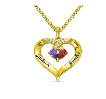 Gemstone necklace female heart-shaped couple custom lettering pendant gift - P12 Hub Europe
