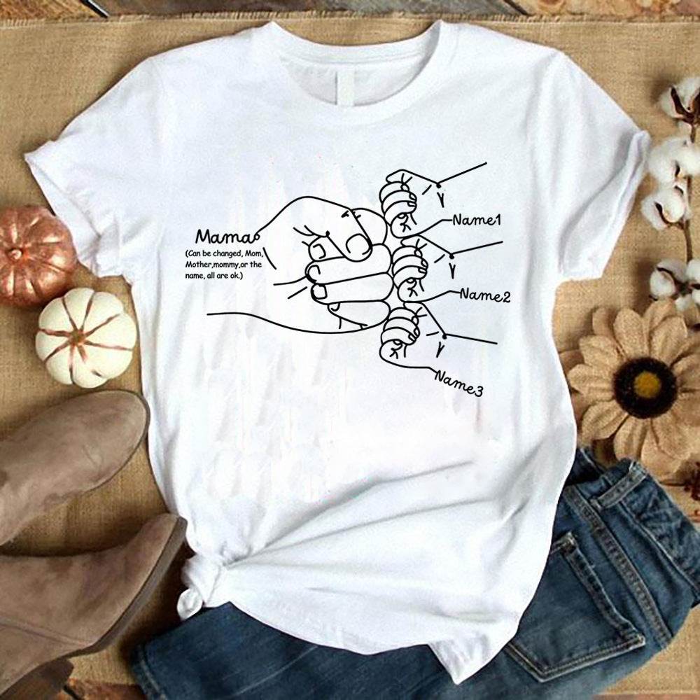 Hand Drawn Mom Kids Fist Collision Shirt Personalized T-shirt - P12 Hub Europe