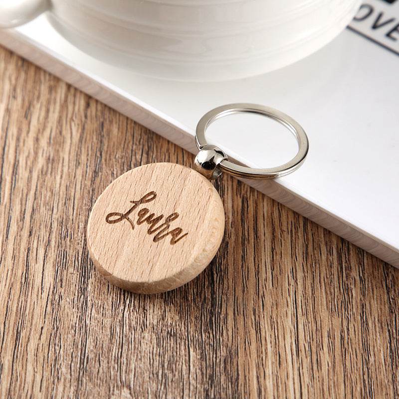 Wooden Engraved Letter Name Keychain Pendant - P12 Hub Europe