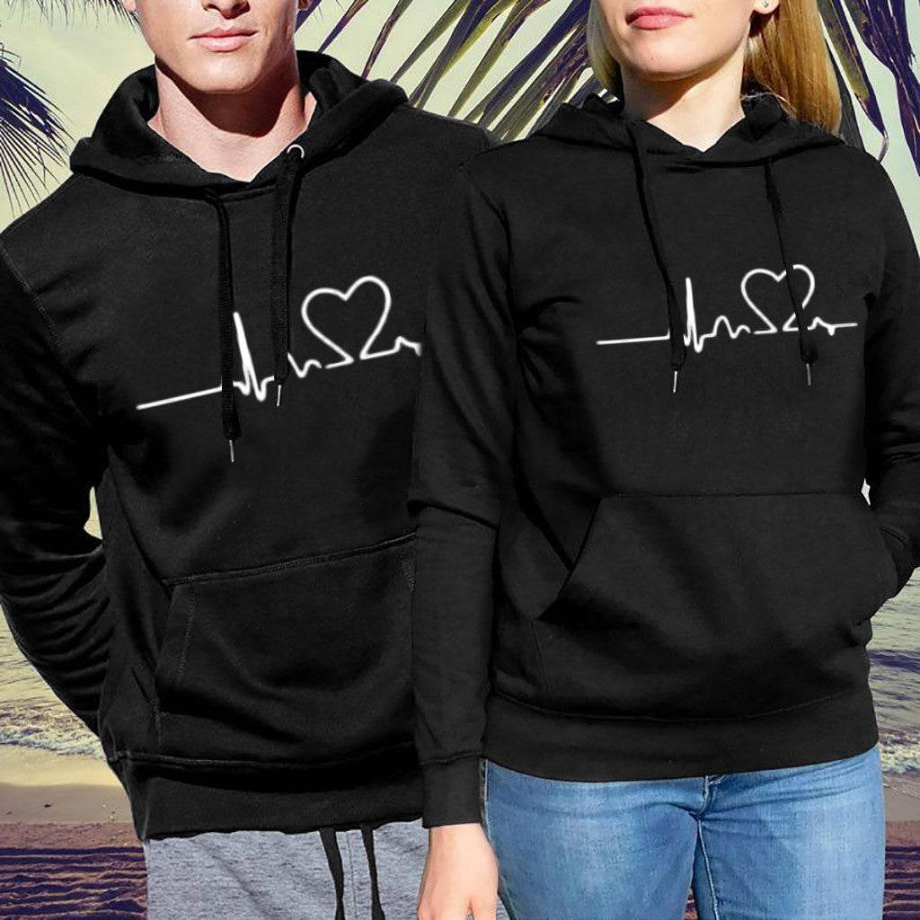 Simple print hooded couple's sweater - P12 Hub Europe