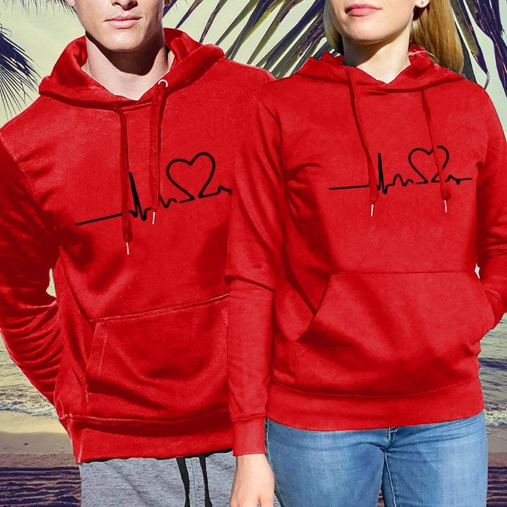 Simple print hooded couple's sweater - P12 Hub Europe