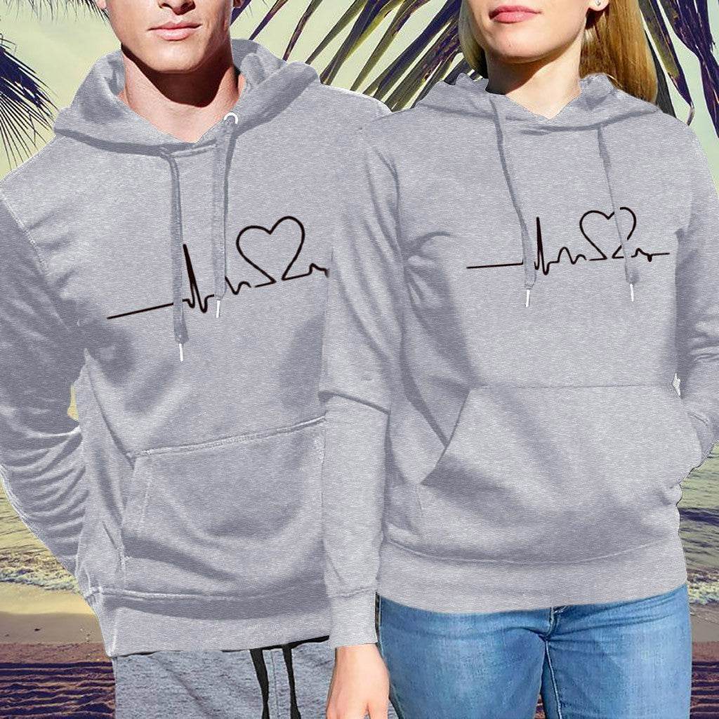Simple print hooded couple's sweater - P12 Hub Europe