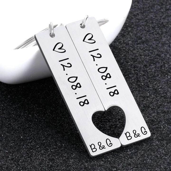 Customized Couples Keychain Boyfriend Girlfriend Keyring Husband Anniversary Valentine Day Gift - P12 Hub Europe