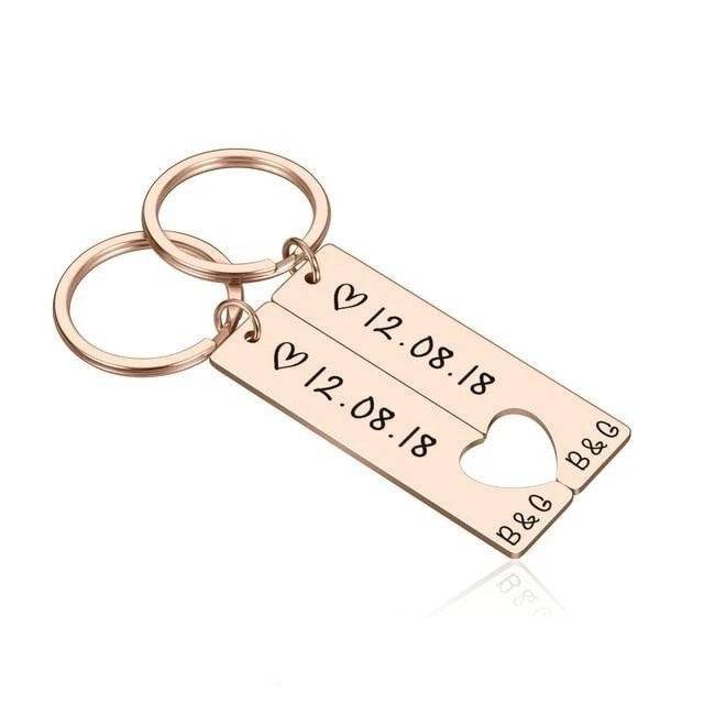 Customized Couples Keychain Boyfriend Girlfriend Keyring Husband Anniversary Valentine Day Gift - P12 Hub Europe