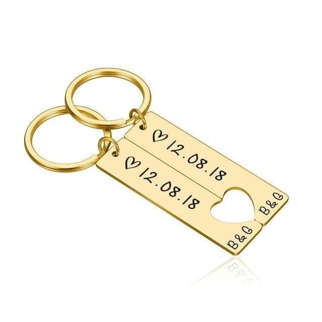 Customized Couples Keychain Boyfriend Girlfriend Keyring Husband Anniversary Valentine Day Gift - P12 Hub Europe