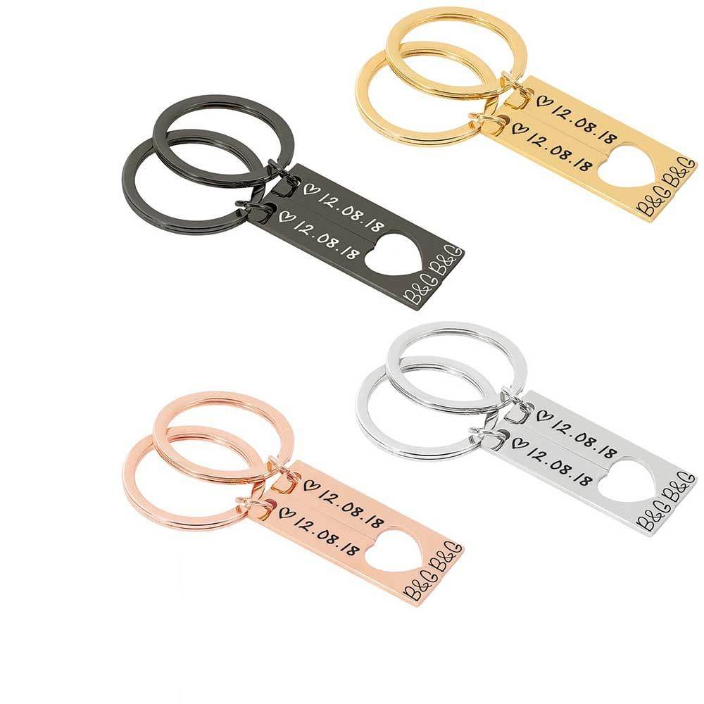 Customized Couples Keychain Boyfriend Girlfriend Keyring Husband Anniversary Valentine Day Gift - P12 Hub Europe