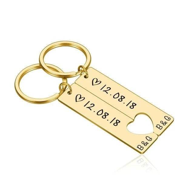 Customized Couples Keychain Boyfriend Girlfriend Keyring Husband Anniversary Valentine Day Gift - P12 Hub Europe
