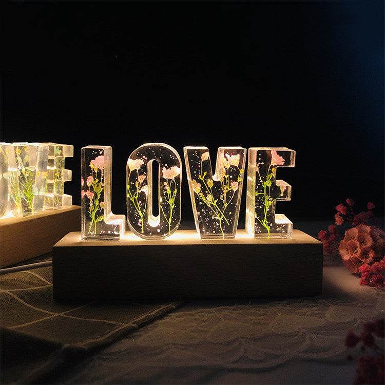 Eternal Flower USB Power LED Night Light LOVE Letter LED Dried Floral Rose Lamp - P12 Hub Europe