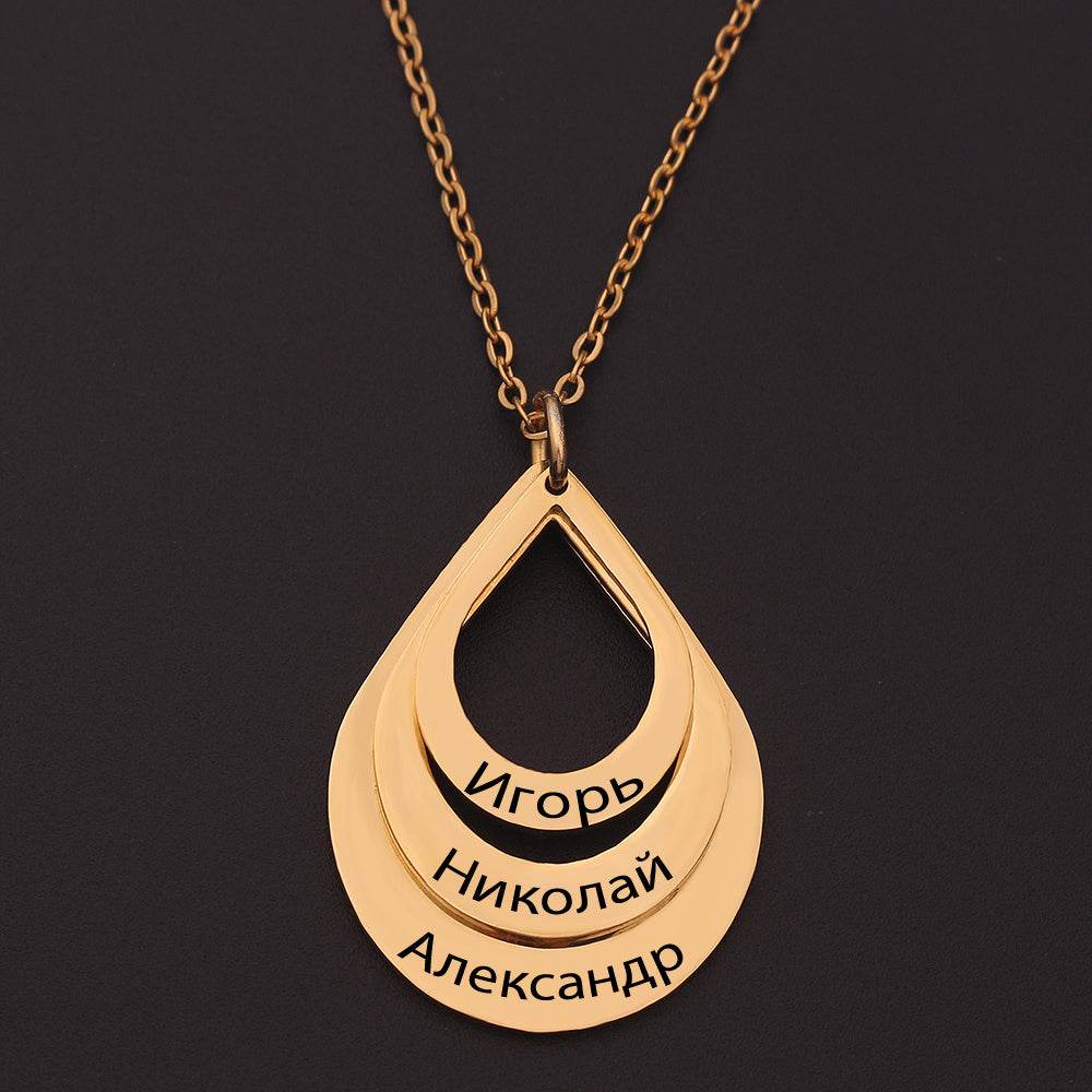 Customized 3 Water Droplet Engraving Name Stainless Steel Jewelry Pendant Necklaces For Women Personalized Gift - P12 Hub Europe