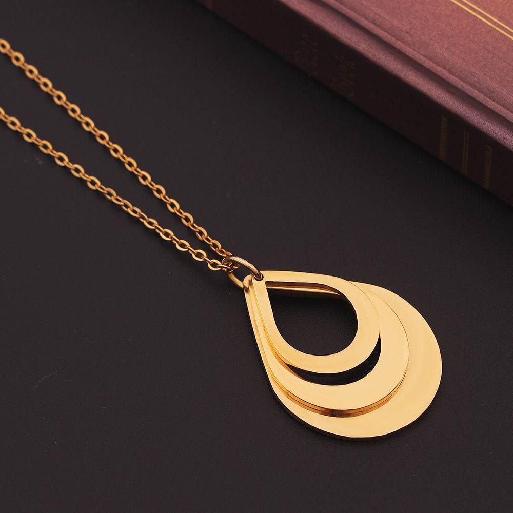 Customized 3 Water Droplet Engraving Name Stainless Steel Jewelry Pendant Necklaces For Women Personalized Gift - P12 Hub Europe