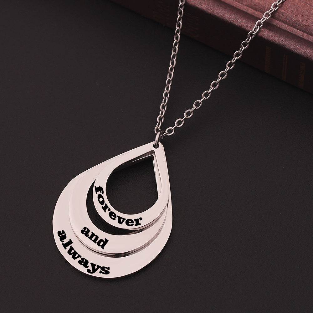 Customized 3 Water Droplet Engraving Name Stainless Steel Jewelry Pendant Necklaces For Women Personalized Gift - P12 Hub Europe