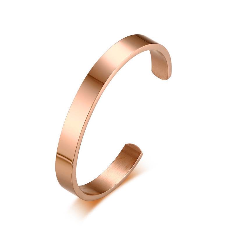 Custom Laser Engraving Smooth Stainless Steel Fine Bangle Jewelry C-shaped Bracelet - P12 Hub Europe