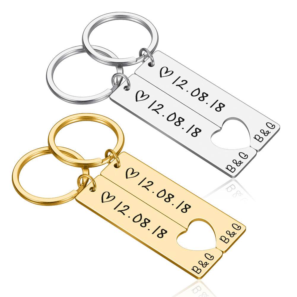 Customized Couples Keychain Boyfriend Girlfriend Keyring Husband Anniversary Valentine Day Gift - P12 Hub Europe