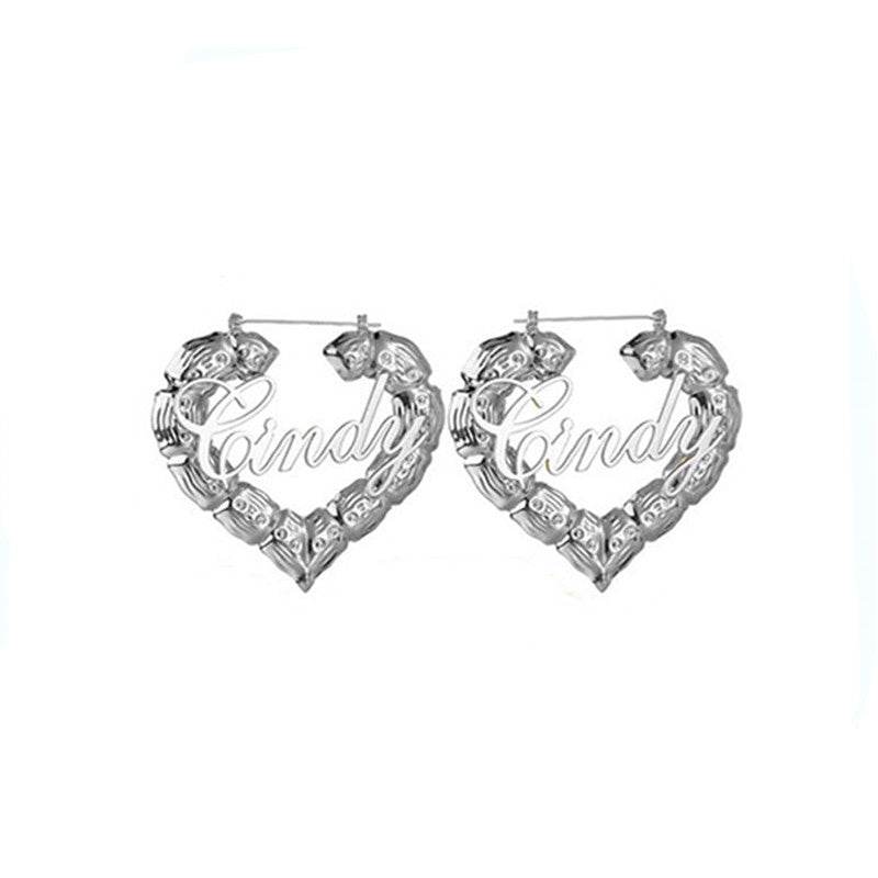 Personality Women Fashion Bamboo Hoop Earrings Letter Queen Love Sexy Dangle Earrings - P12 Hub Europe