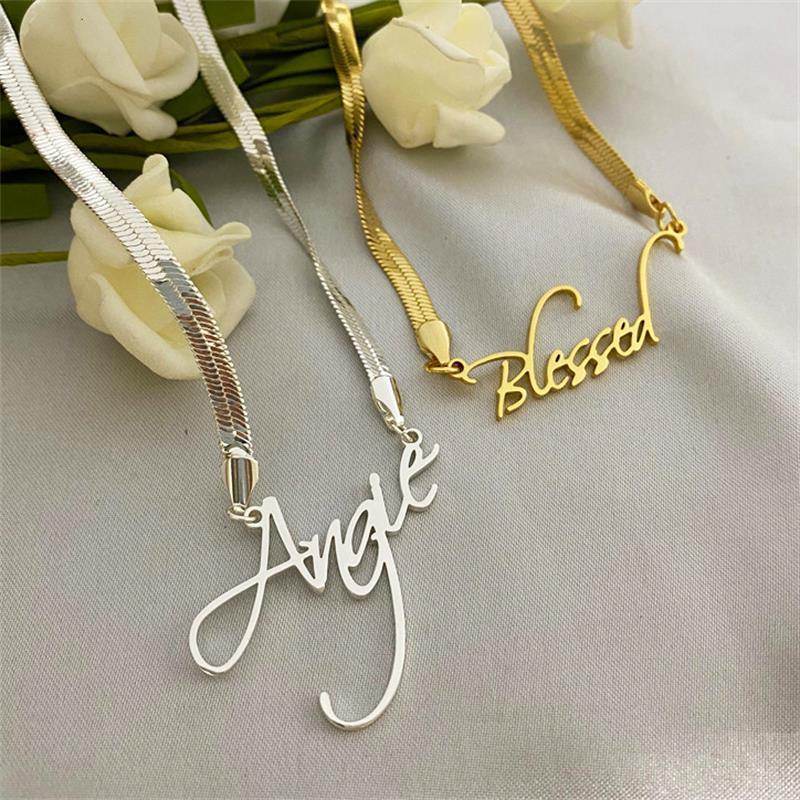 Wind Blade Necklace Custom Name Stainless Steel Name Snake Chain Necklace For Women Jewelry Gift - P12 Hub Europe