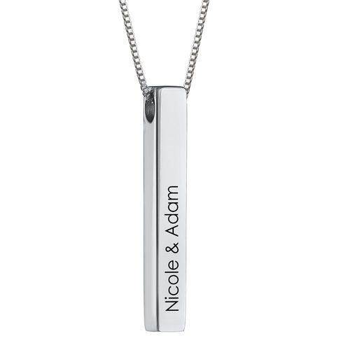 S925 Sterling Silver Couple Name Silver Bar Necklace - P12 Hub Europe