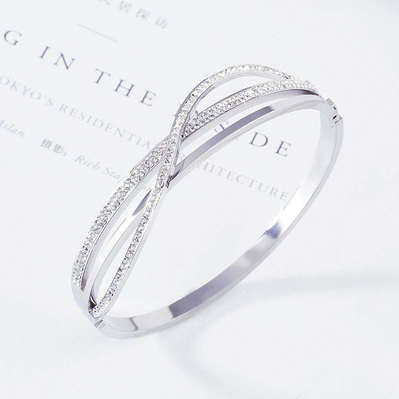 Personalized Fashion Geometric Diamond-Studded Titanium Steel Bracelet, Real Gold In The Rose Gold Furnace, No Fading Bracelet - P12 Hub Europe
