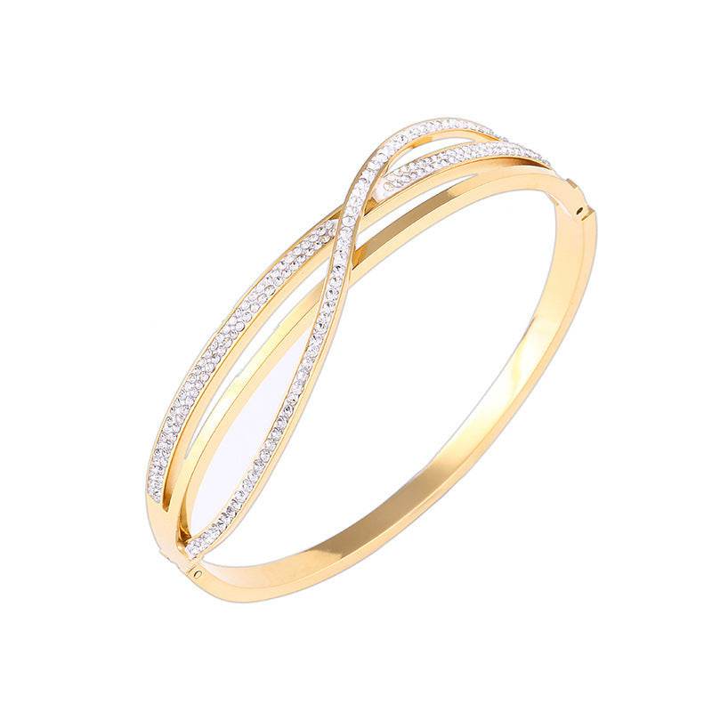 Personalized Fashion Geometric Diamond-Studded Titanium Steel Bracelet, Real Gold In The Rose Gold Furnace, No Fading Bracelet - P12 Hub Europe