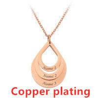 Customized 3 Water Droplet Engraving Name Stainless Steel Jewelry Pendant Necklaces For Women Personalized Gift - P12 Hub Europe