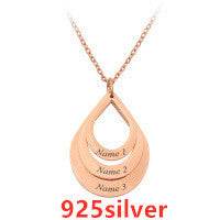 Customized 3 Water Droplet Engraving Name Stainless Steel Jewelry Pendant Necklaces For Women Personalized Gift - P12 Hub Europe