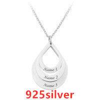 Customized 3 Water Droplet Engraving Name Stainless Steel Jewelry Pendant Necklaces For Women Personalized Gift - P12 Hub Europe