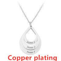 Customized 3 Water Droplet Engraving Name Stainless Steel Jewelry Pendant Necklaces For Women Personalized Gift - P12 Hub Europe