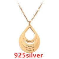 Customized 3 Water Droplet Engraving Name Stainless Steel Jewelry Pendant Necklaces For Women Personalized Gift - P12 Hub Europe