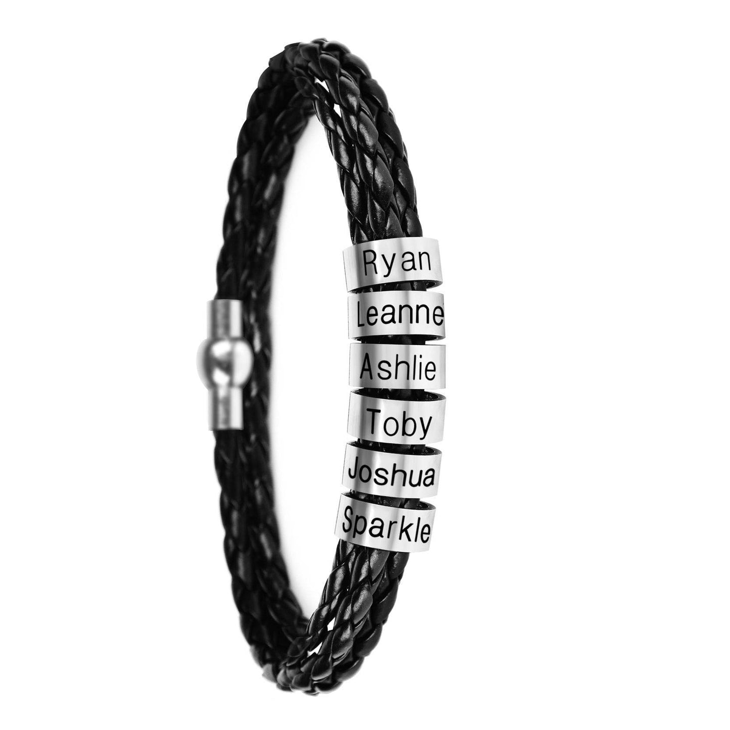 Personalized Mens Braided Genuine Leather Bracelet - P12 Hub Europe