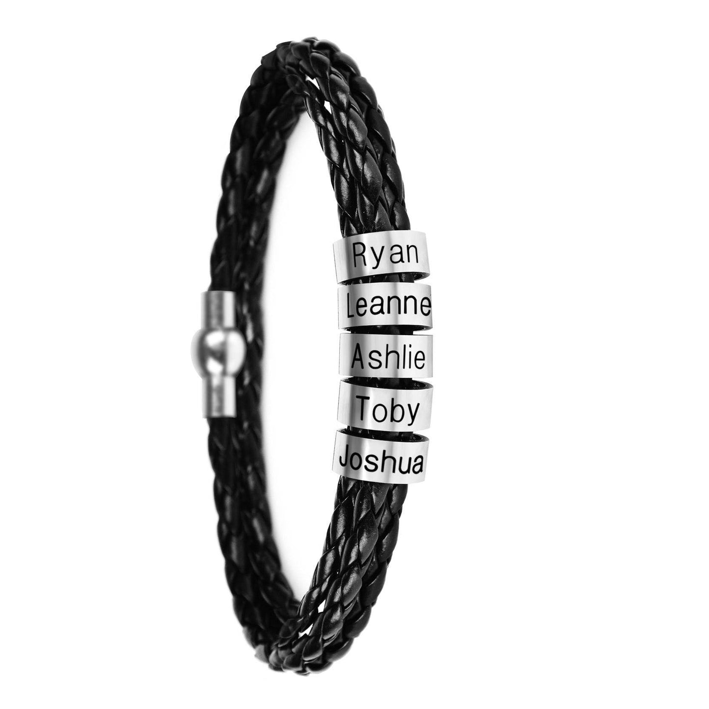 Personalized Mens Braided Genuine Leather Bracelet - P12 Hub Europe