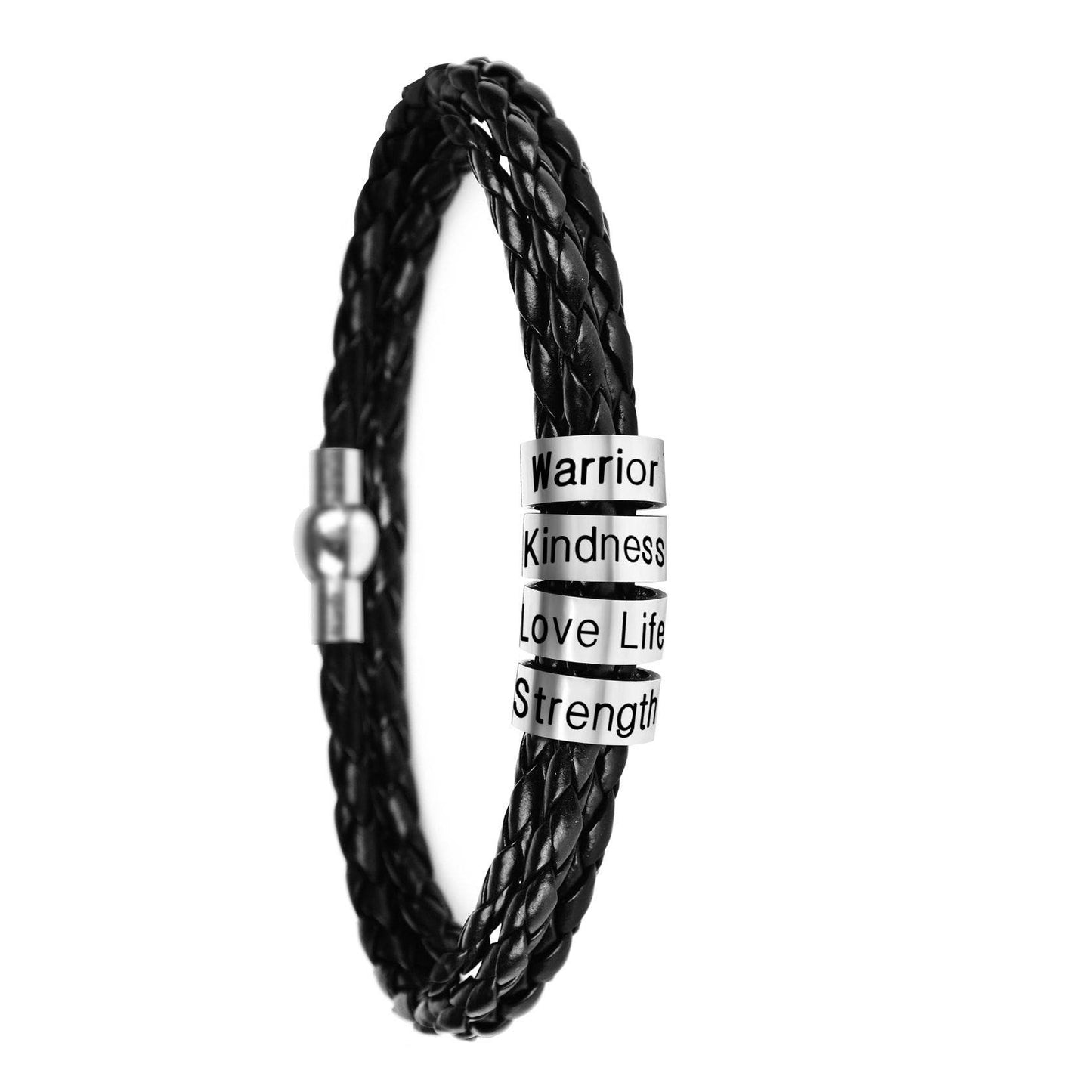 Personalized Mens Braided Genuine Leather Bracelet - P12 Hub Europe