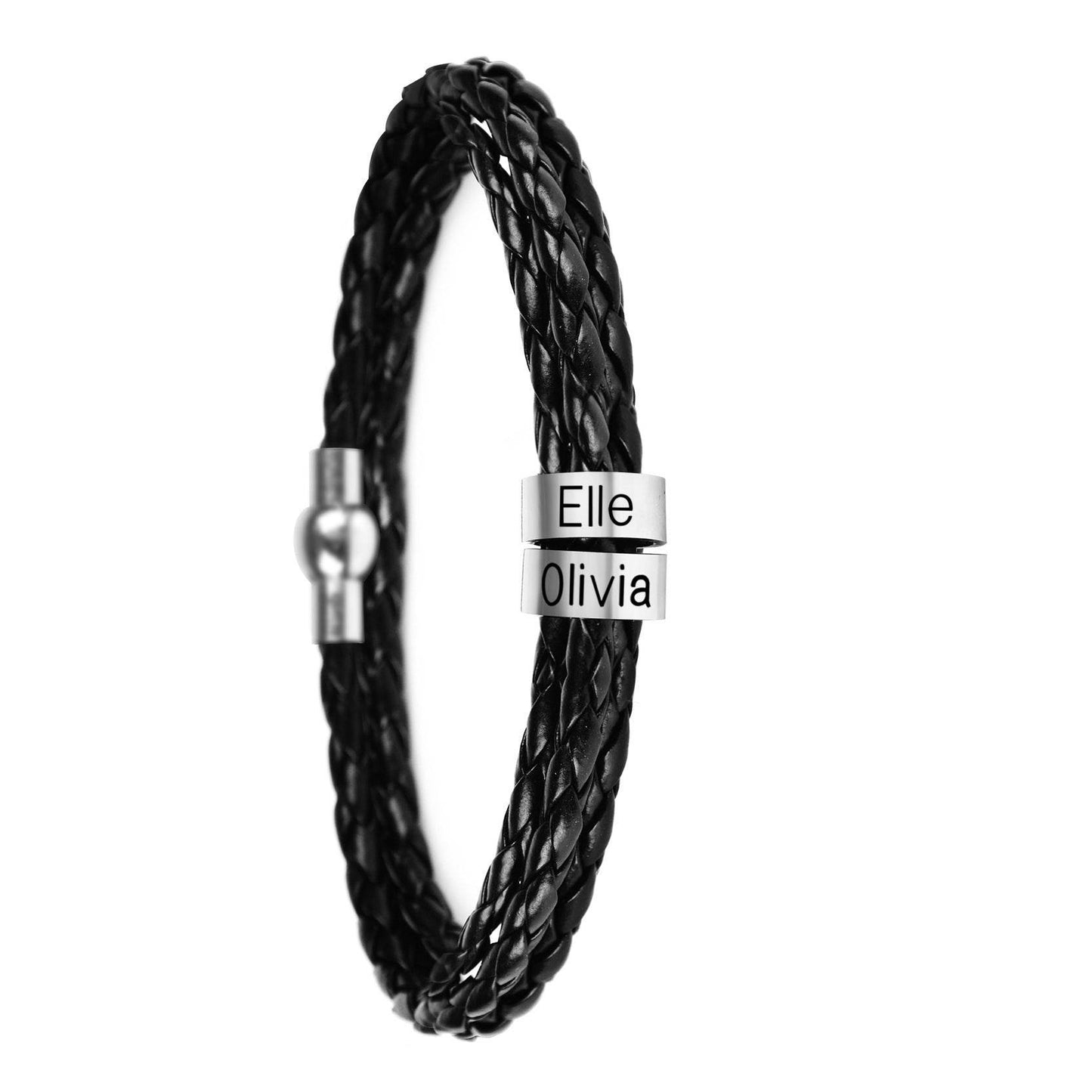 Personalized Mens Braided Genuine Leather Bracelet - P12 Hub Europe