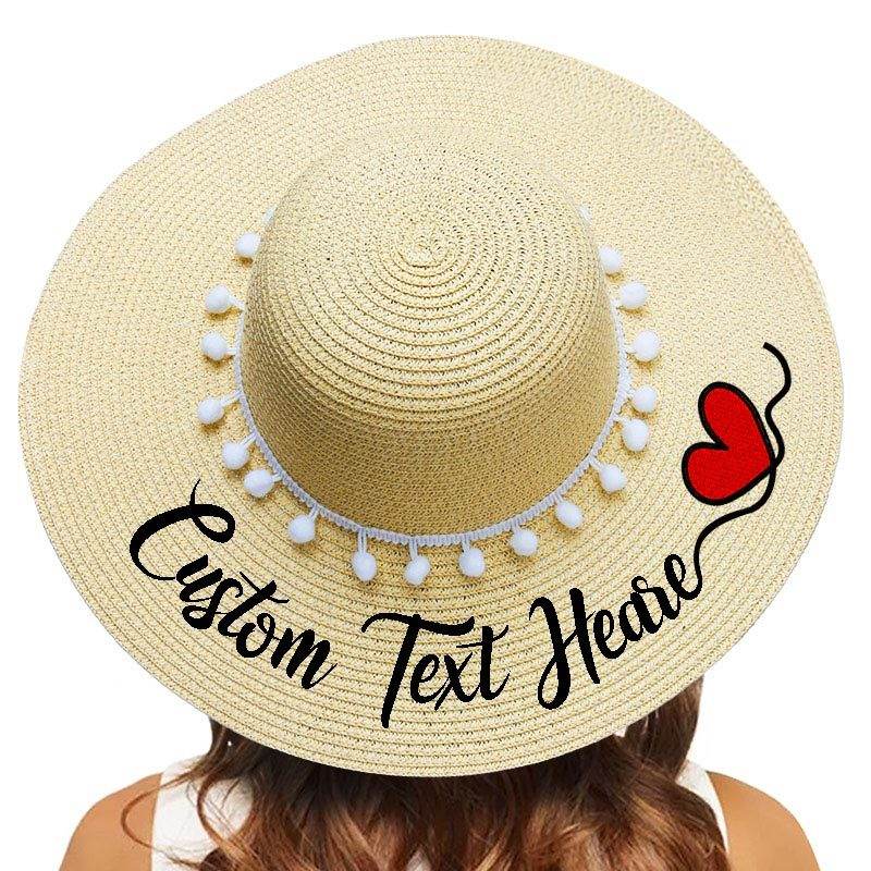 Fashion Personalized Custom Embroidery Beach Hat Your Name Text Logo Women Sun Hat Palm Straw Hat - P12 Hub Europe