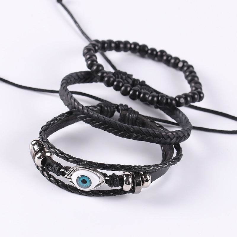 Braided leather cord brown eye bracelet - P12 Hub Europe