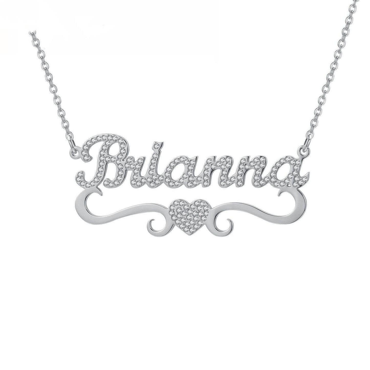 Personalized Heart Iced Out Name Necklace Butterfly Pendants - P12 Hub Europe