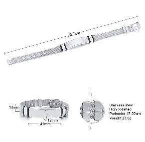 Stainless Steel Mesh Curved Plate Lettering Bracelet - P12 Hub Europe