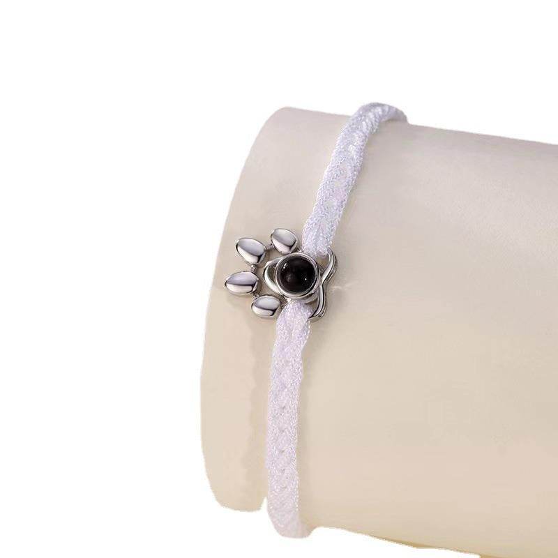Beaded Personalized Photo Projection Bracelet Custom Photo Dog Paw Bracelet Pet Photo Necklace Cat PawPendant Commemorative Gift - P12 Hub Europe