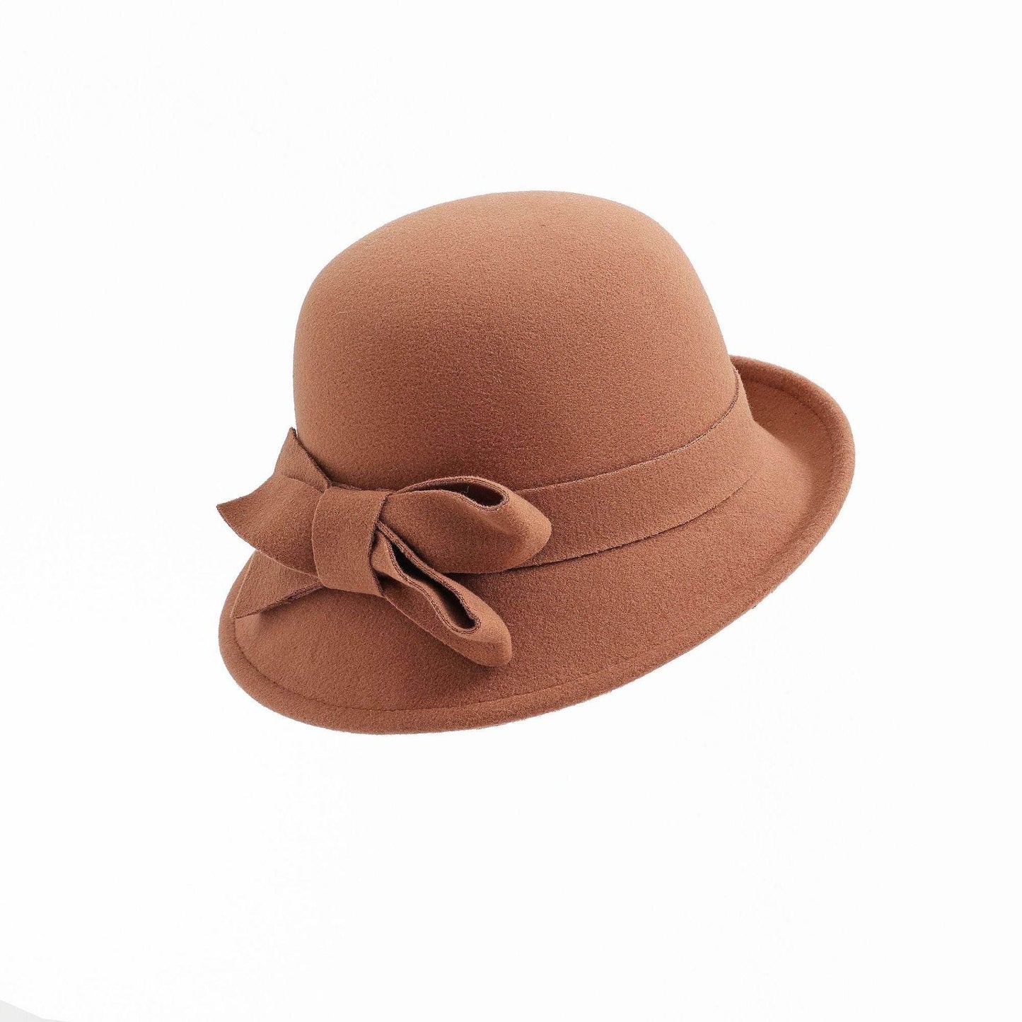 Women's French-style Elegant Retro Woolen Bowler Hat Curling Bow - P12 Hub Europe
