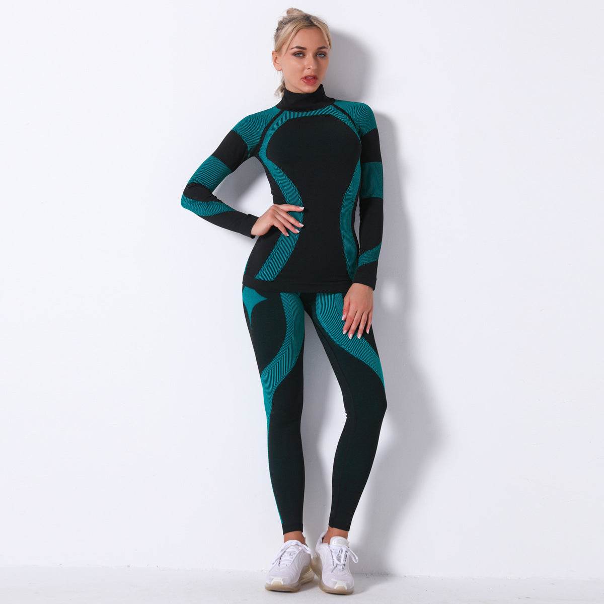 Striped Sports Yoga Long Sleeve Two-piece Suit - P12 Hub Europe