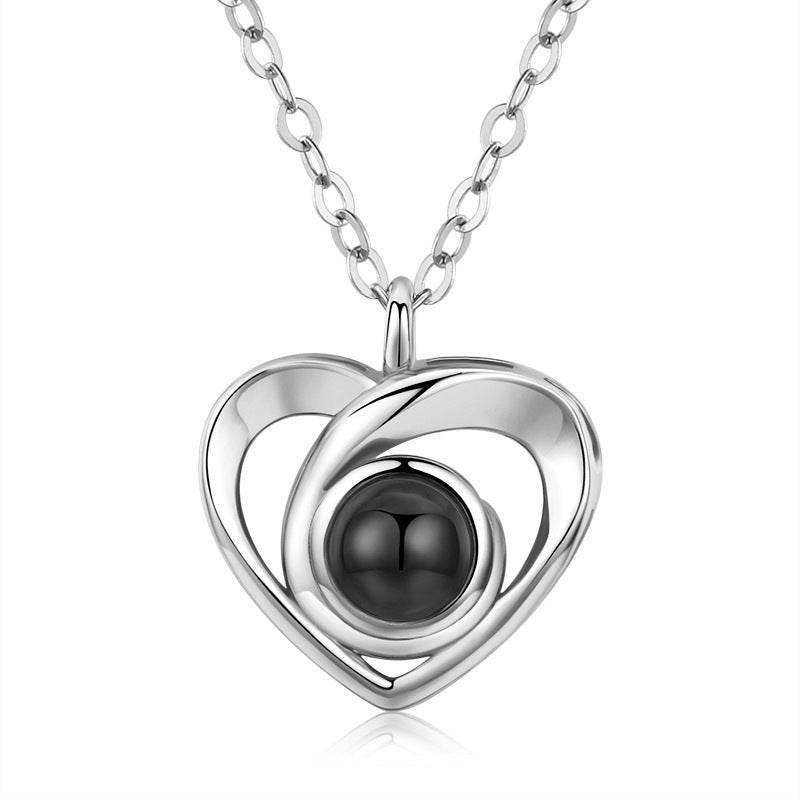S925 Silver Romantic Photo Projection Necklace Heart Shaped Pendant Necklace - P12 Hub Europe