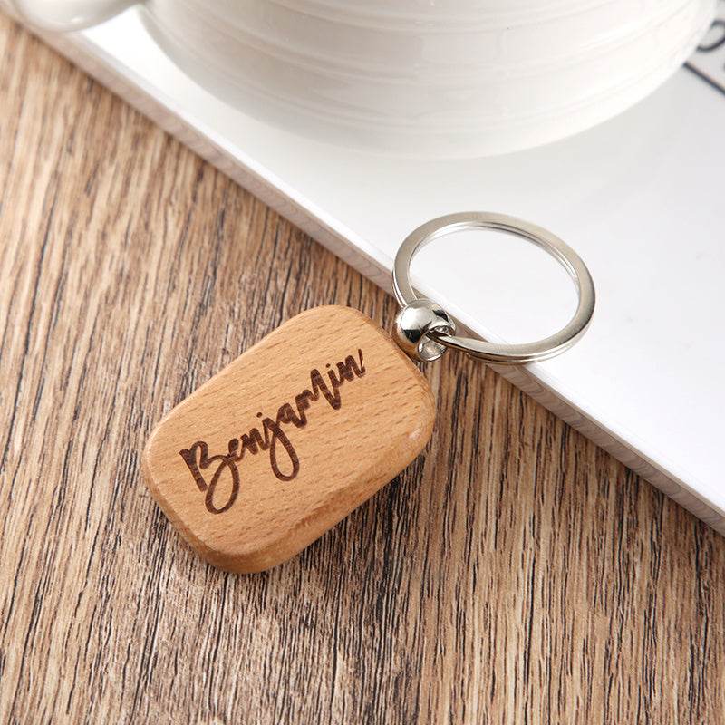 Wooden Engraved Letter Name Keychain Pendant - P12 Hub Europe
