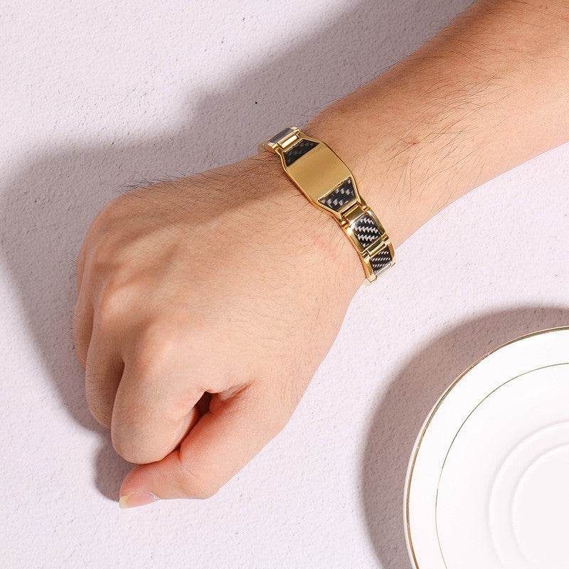 Men's Bracelet Magnet Carbon Fiber Titanium Steel - P12 Hub Europe